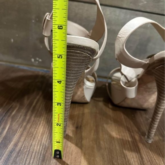L.A.M.B. Gwen Stefani Nude Evelyn platform leather strappy pumps size 8 - Picture 5 of 7